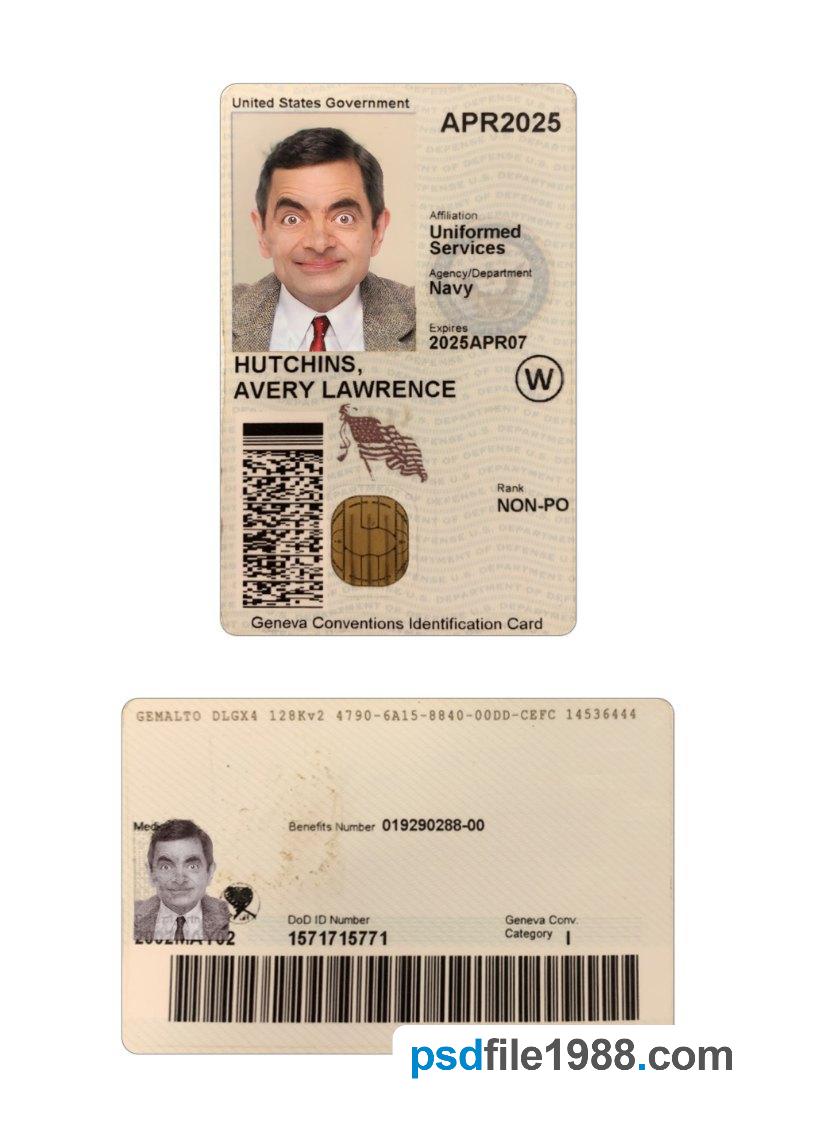 USA Geneva Conventions ID Card